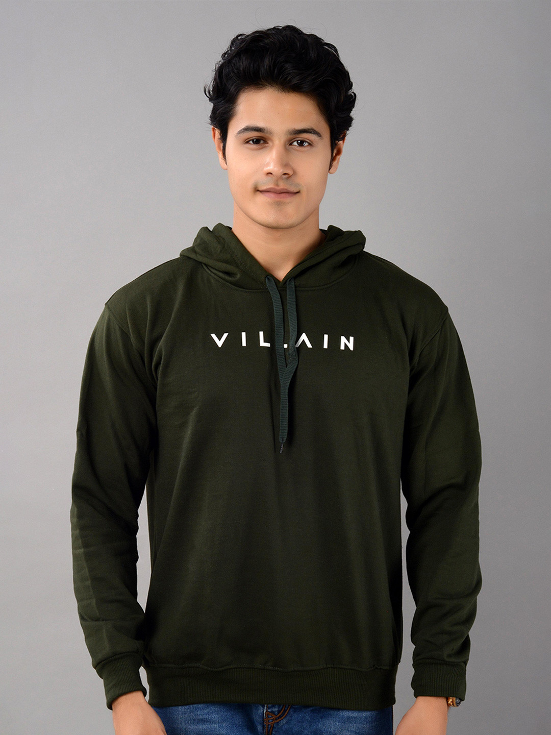 VILLAIN Brand Logo Printed Hooded Sweatshirt