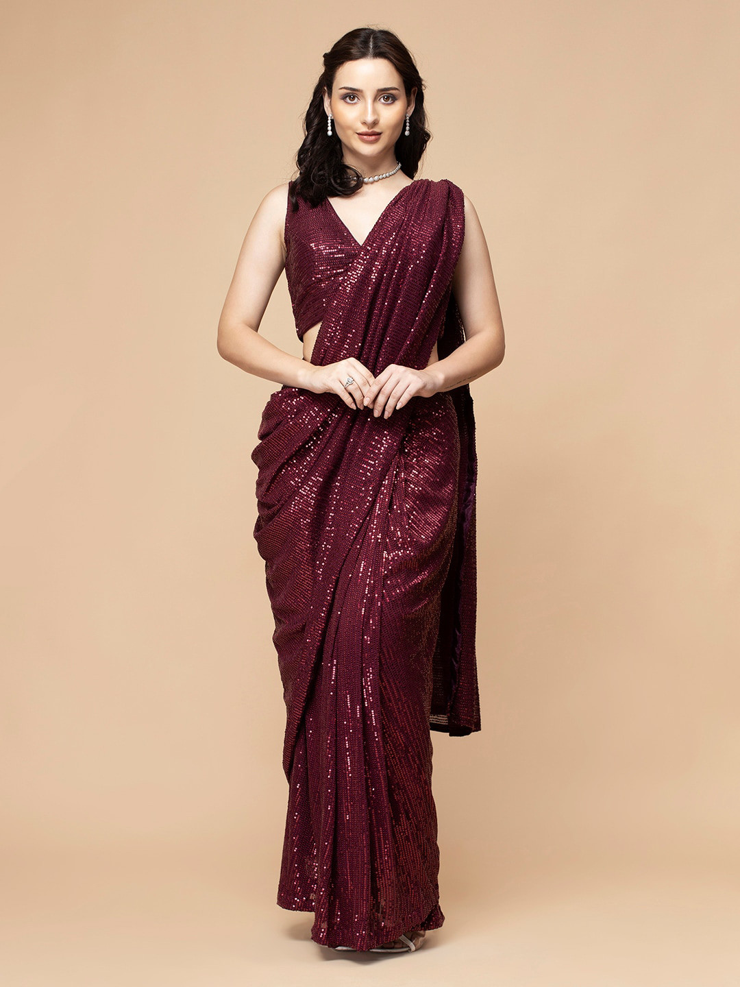 MILU MADAN Embellished Sequinned Ready To Wear Saree