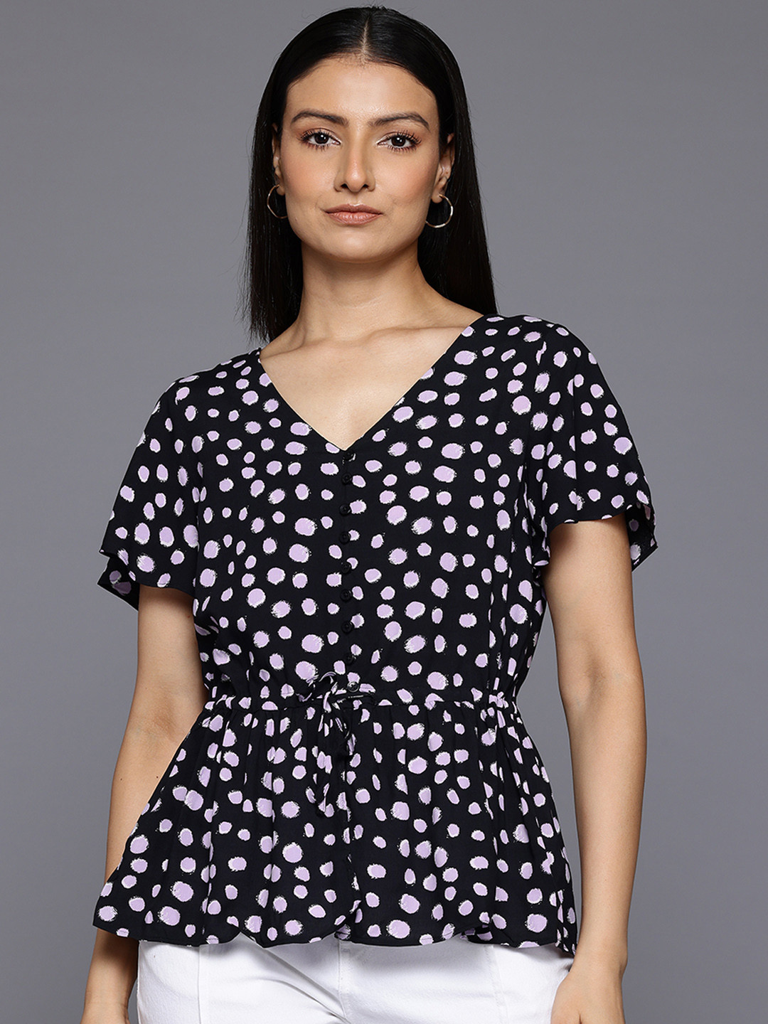 Allen Solly Woman Printed Cinched Waist Top