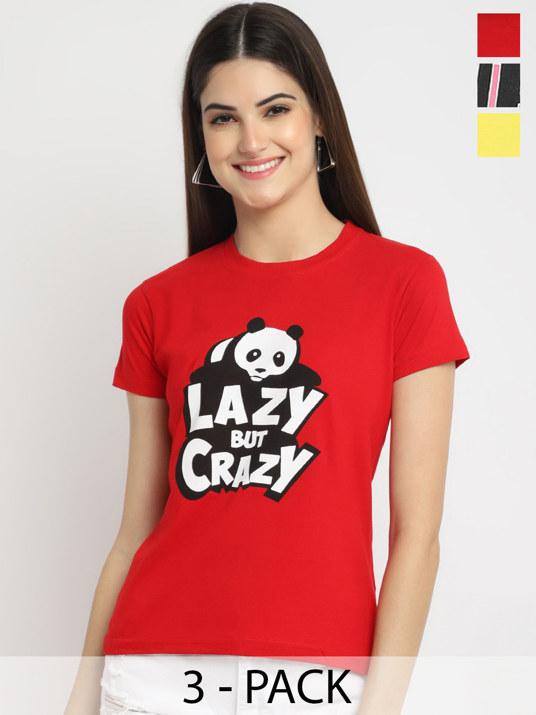 Fabflee Pack Of 3 Printed Cotton T-shirts