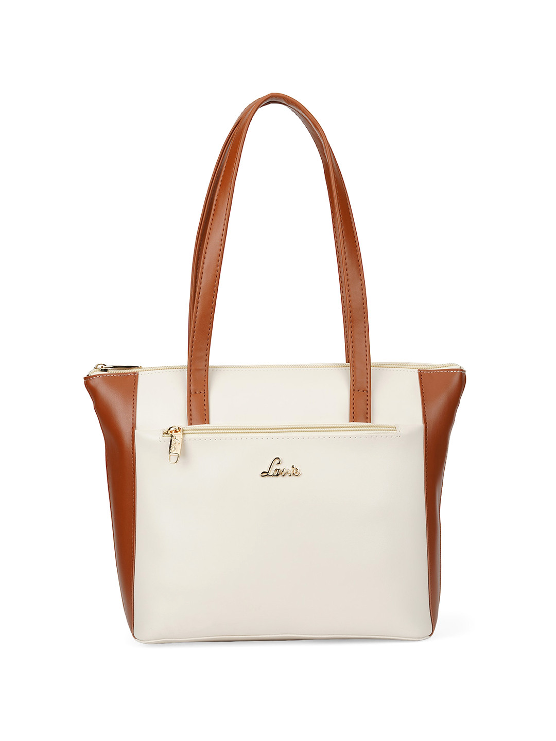 Lavie White Colourblocked Oversized Shopper Shoulder Bag