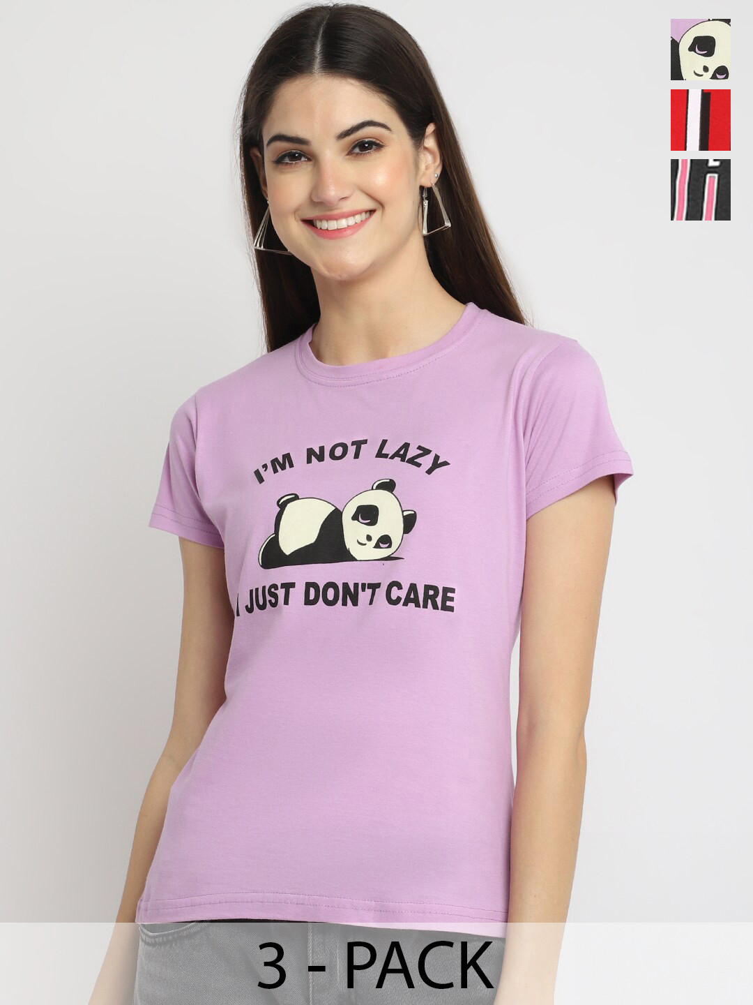 Fabflee Pack Of 3 Printed Cotton T-shirt