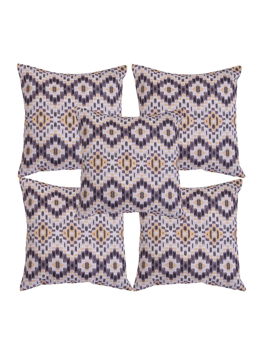 Alina decor Purple Ethnic Motifs Polyester Anti-Wrinkle 5 Pcs Cushion Covers -12x12In
