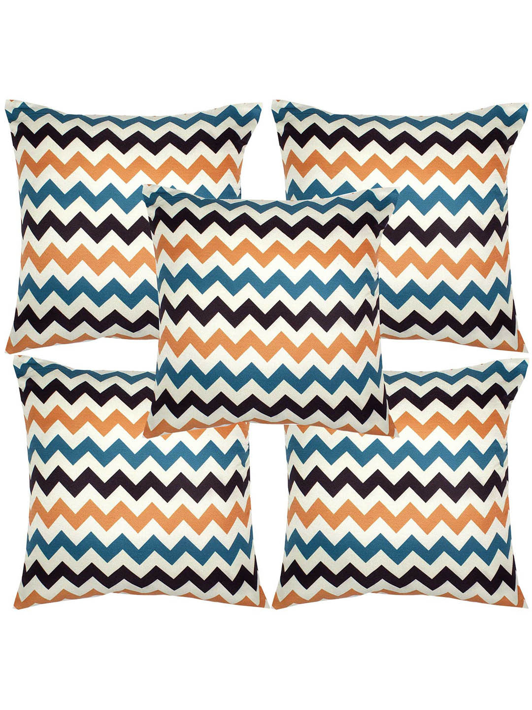 Alina decor Quick-Dry Chevron Polyester Silk Anti-Wrinkle 5 Pcs Cushion Covers -12x12In