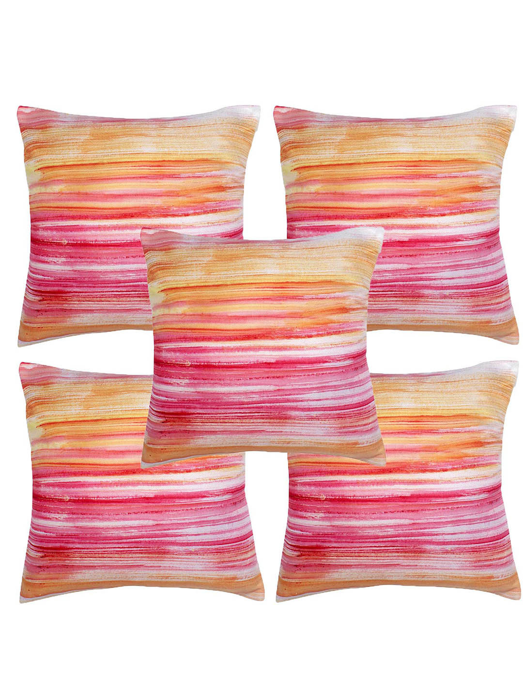 Alina decor Red Abstract Polyester Anti-Wrinkle 5 Square Cushion Covers -12x12In