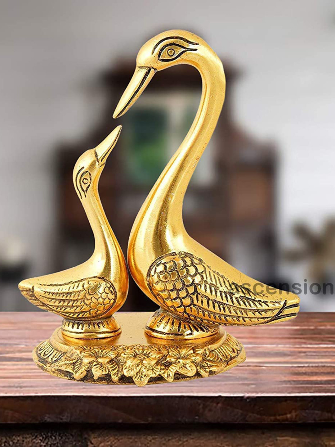 Ascension Radha Krishna Ji Jugal Jodi Murti Gold Metal Metallic Living Room Small Showpiece - 1.6 Inches