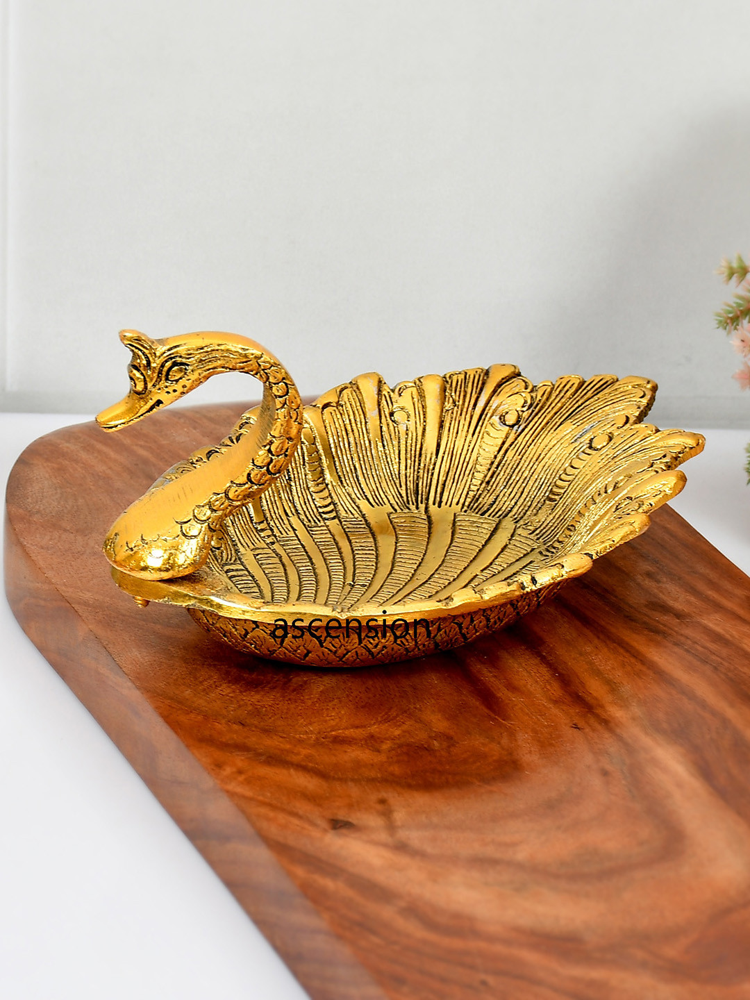 Ascension Traditional Floral Gold Brass Metallic Living Room Small Showpiece - 1.2 Inches