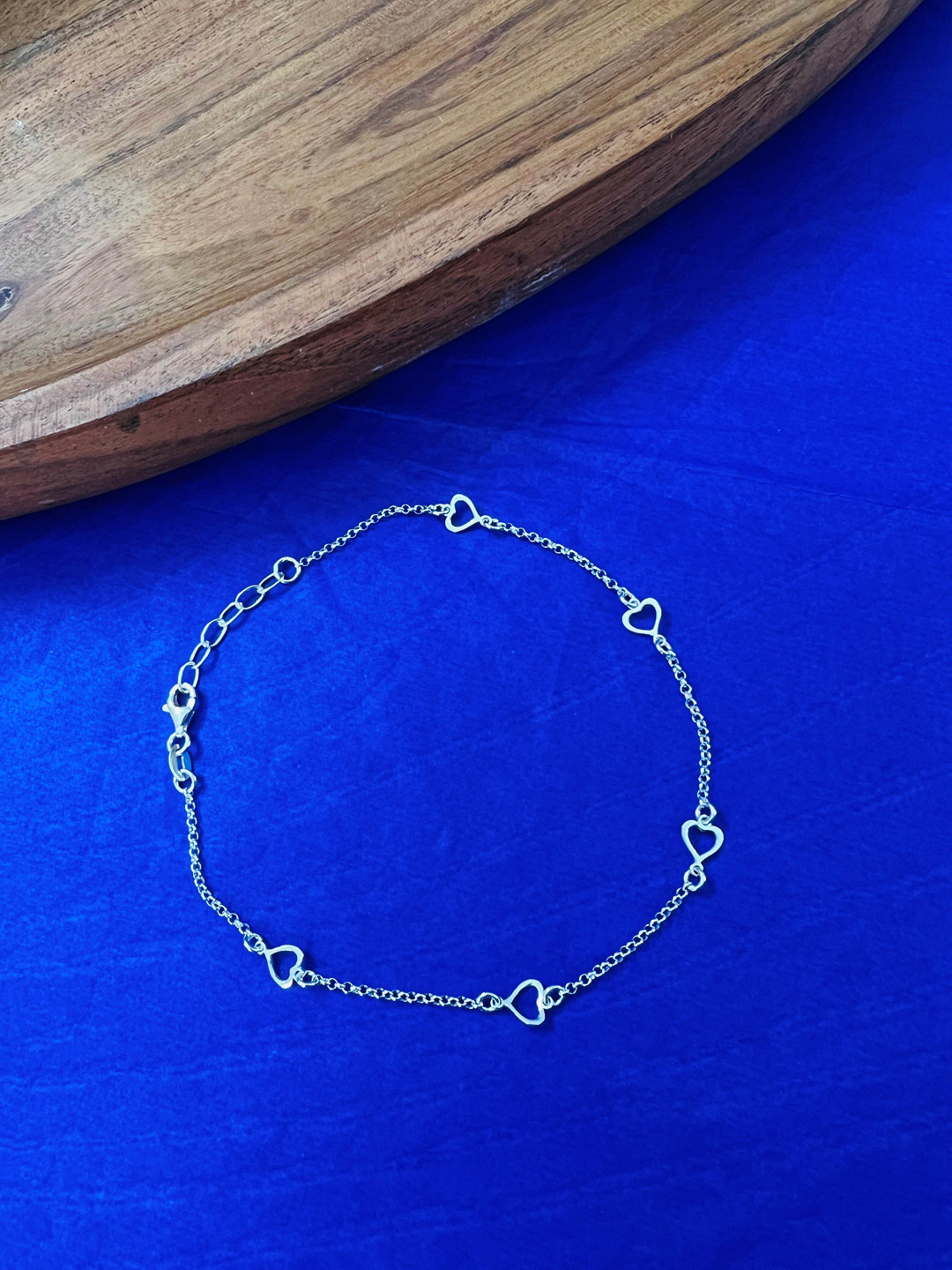 Arte Jewels Set Of 2 925 Sterling Silver Heart Shape Anklet