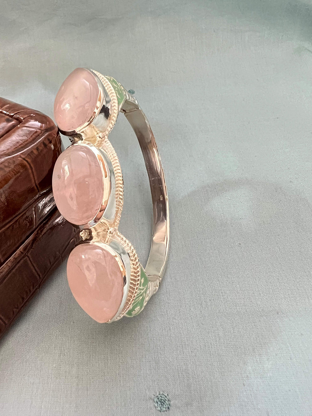 Arte Jewels 925 Sterling Silver Pink Stone Bracelet