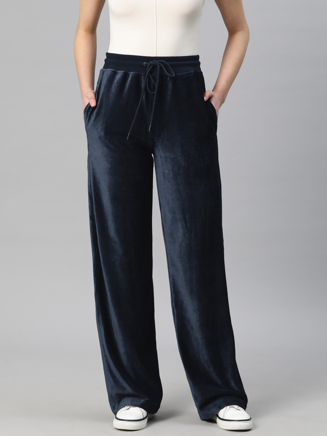 Marks & Spencer Women Wide Leg Velvet Finish Trousers