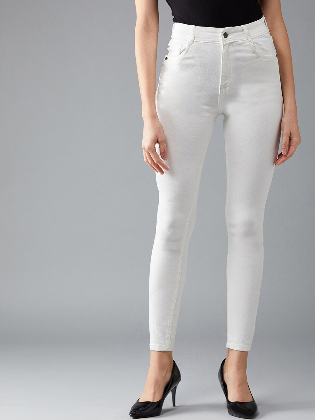BAESD Women Skinny Fit High Rise Clean Look Jeans