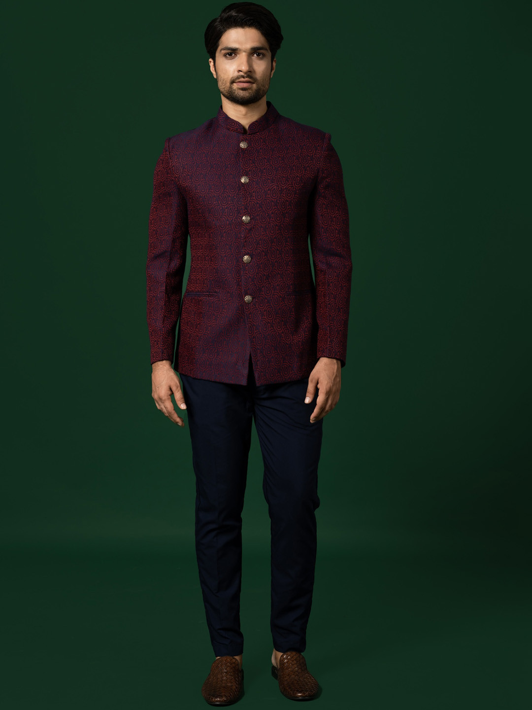 Kisah 2 Piece Self Design Jodhpuri Bandhgala Blazer Set