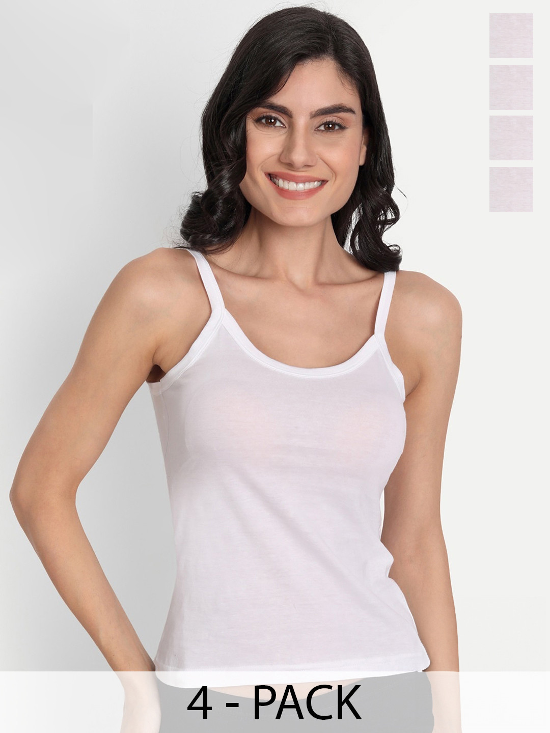 T.T. Women Pack Of 4 Pearl Pure Cotton Non Padded Camisoles