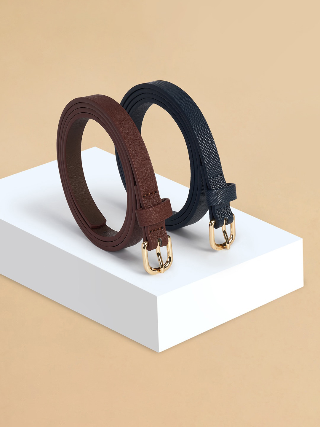 Forever Glam by Pantaloons Women Pack Of 2 Textured Casual Belts