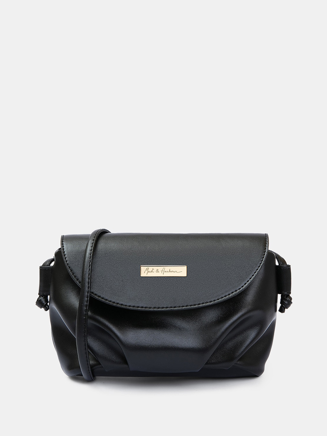 Mast & Harbour Black Pleated Sling Bag
