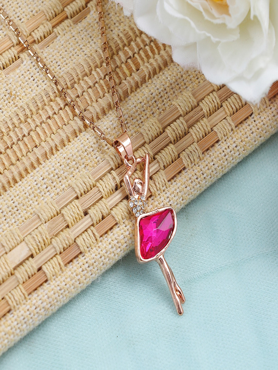 UNIVERSITY TRENDZ Gold-Plated Crystal Dancing-Doll Pendant Chain