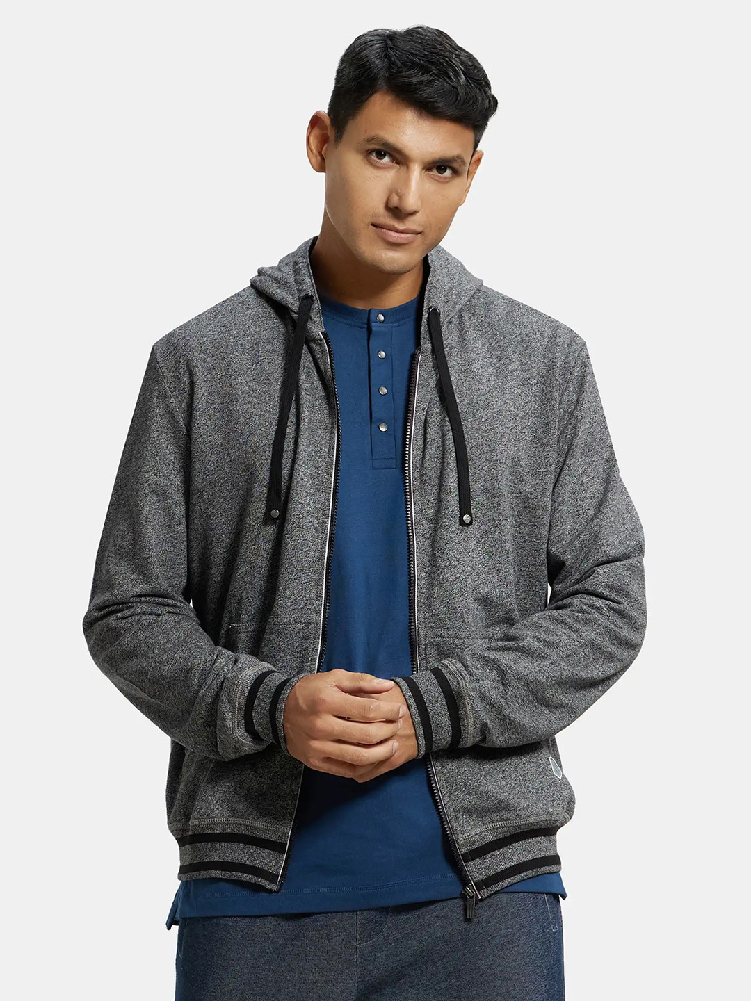 Jockey Combed Cotton French Terry Hoodie Jacket with Ribbed Cuffs-UM05