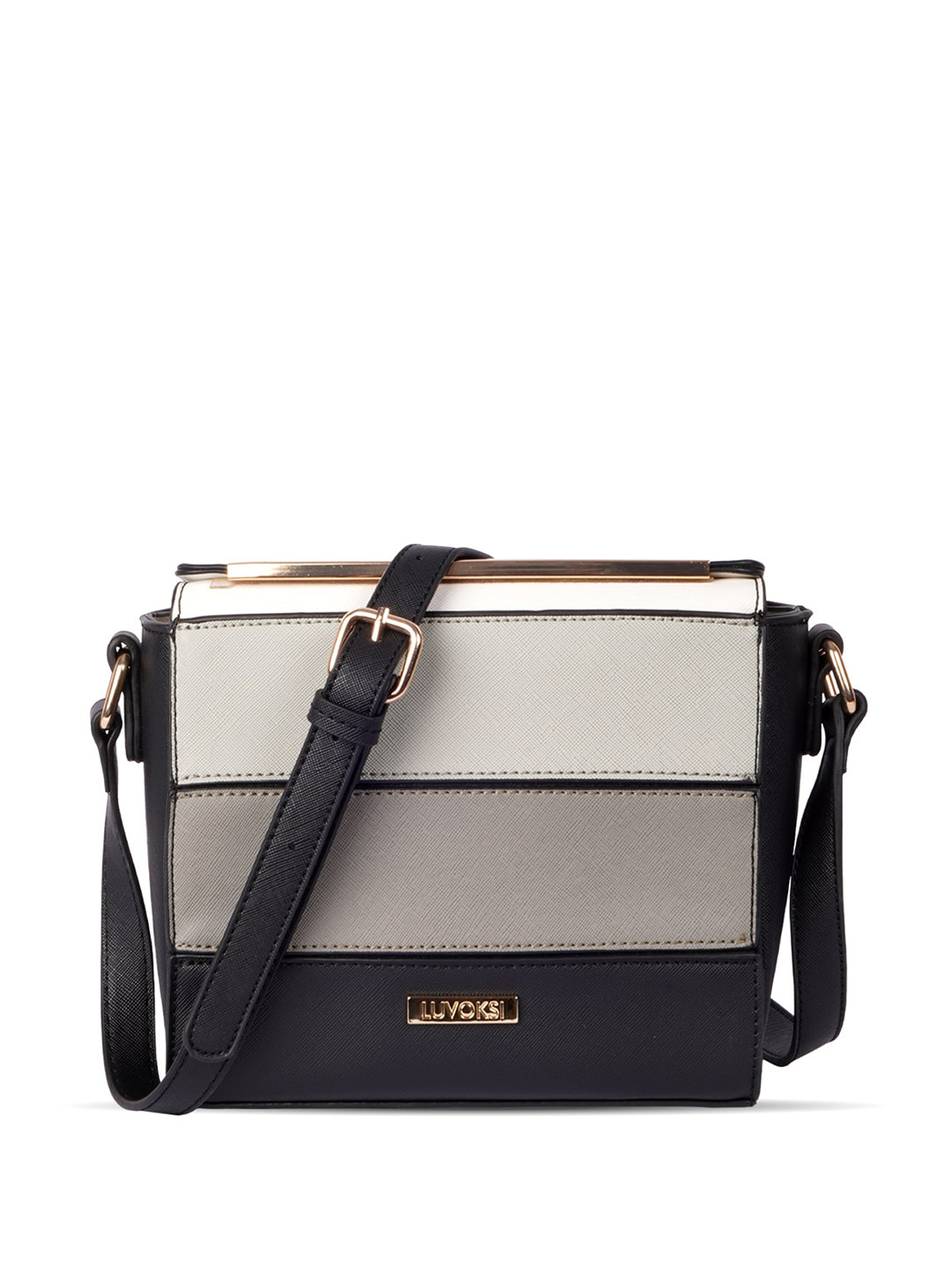 Luvoksi Colourblocked PU Structured Sling Bag