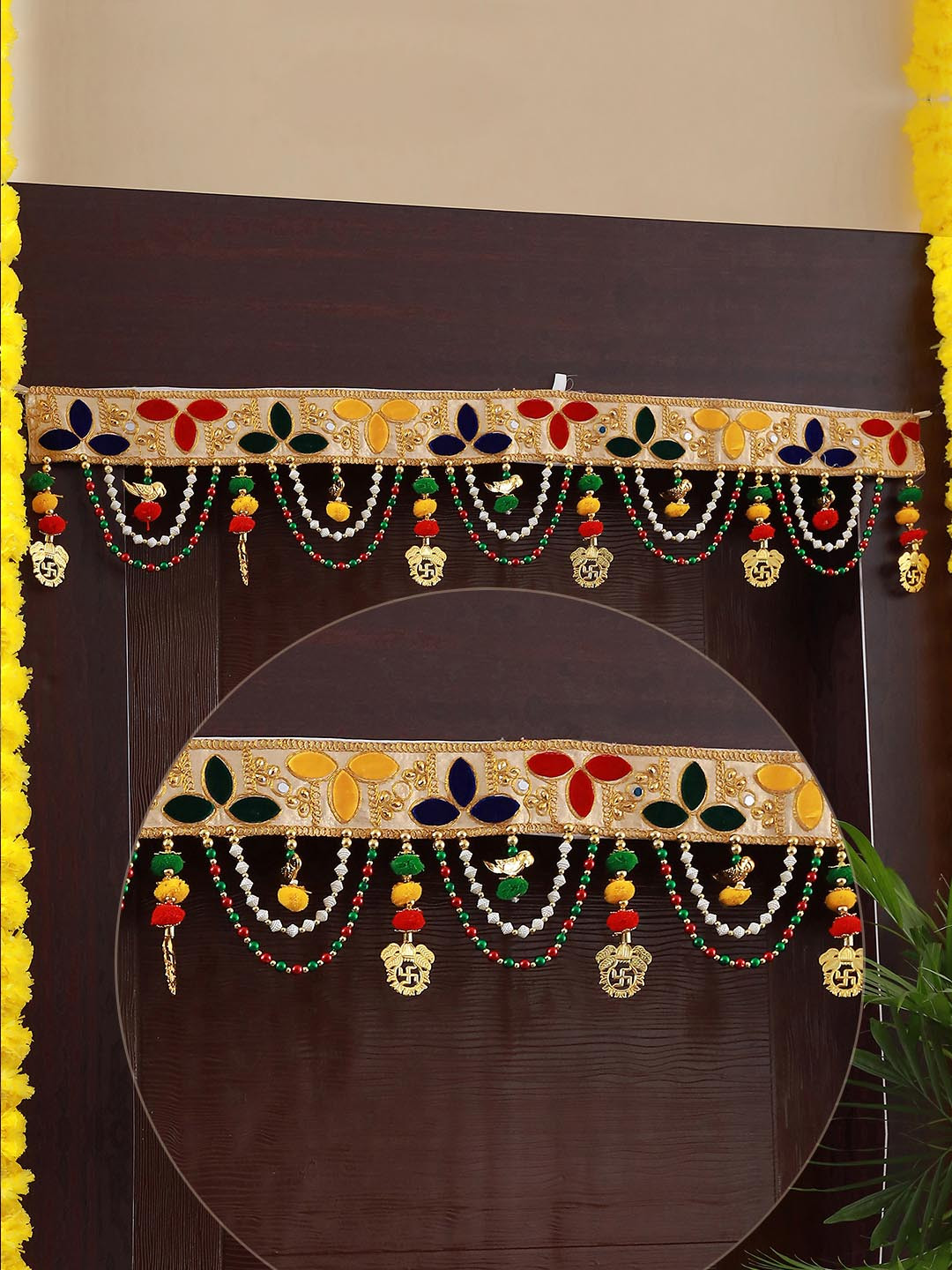 TIED RIBBONS Orange Textured Wall Hanging