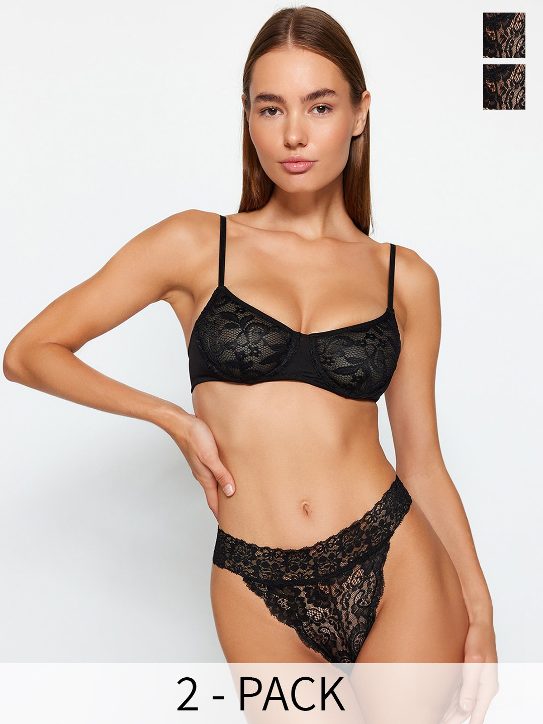 Trendyol Women Pack Of 2 Self Designed Ribbed Briefs 500063104