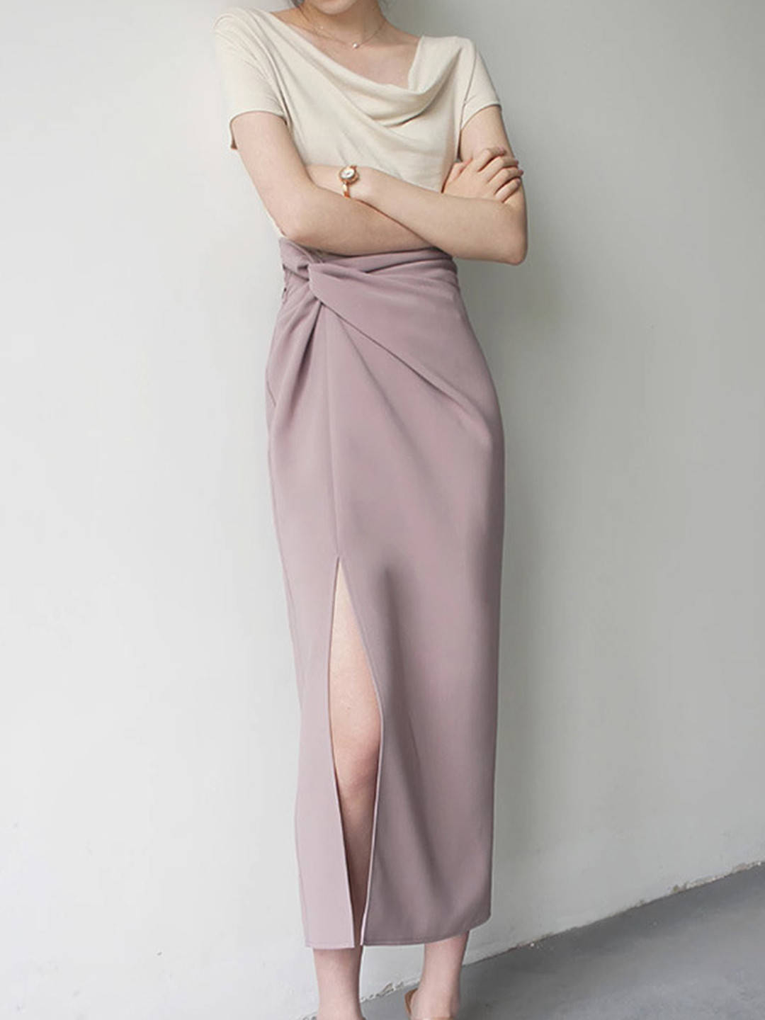 LULU & SKY Twisted Straight Midi Skirt