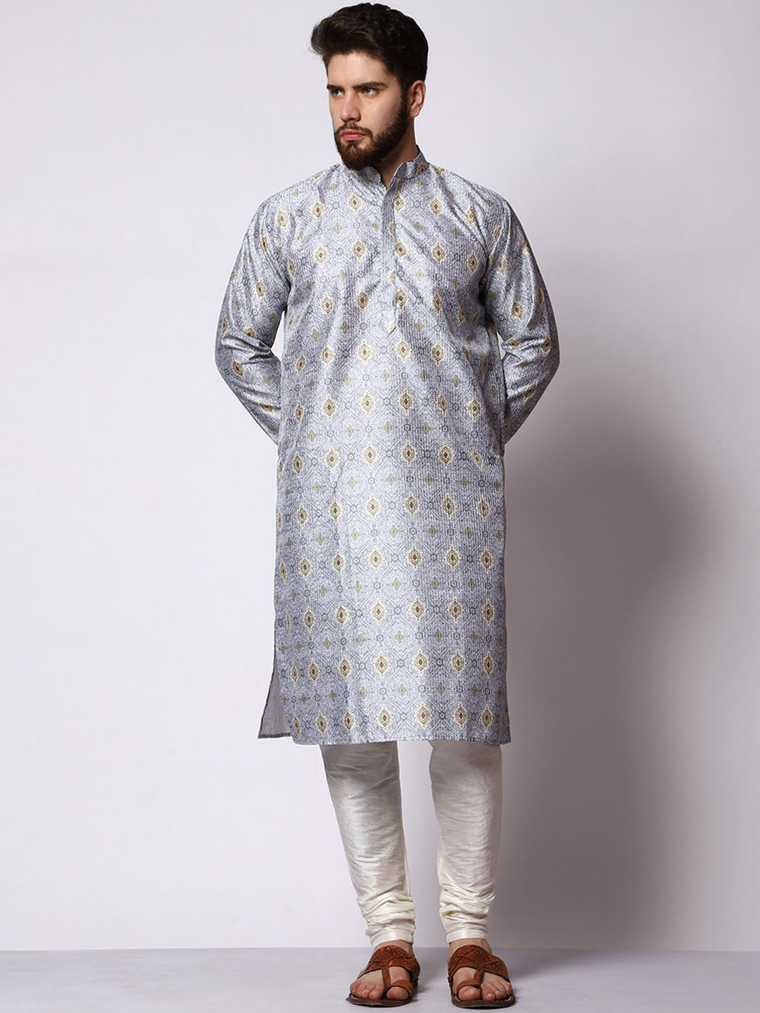 MAG Ethnic Motifs Printed Thread Work Kurta With Churidar