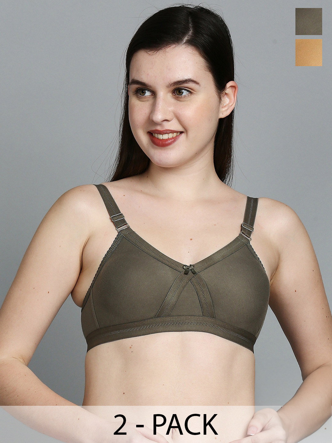 True Shape Pack of 2 Anti Microbial T-Shirt Bra With Full Coverage Non-Wired Non-Padded