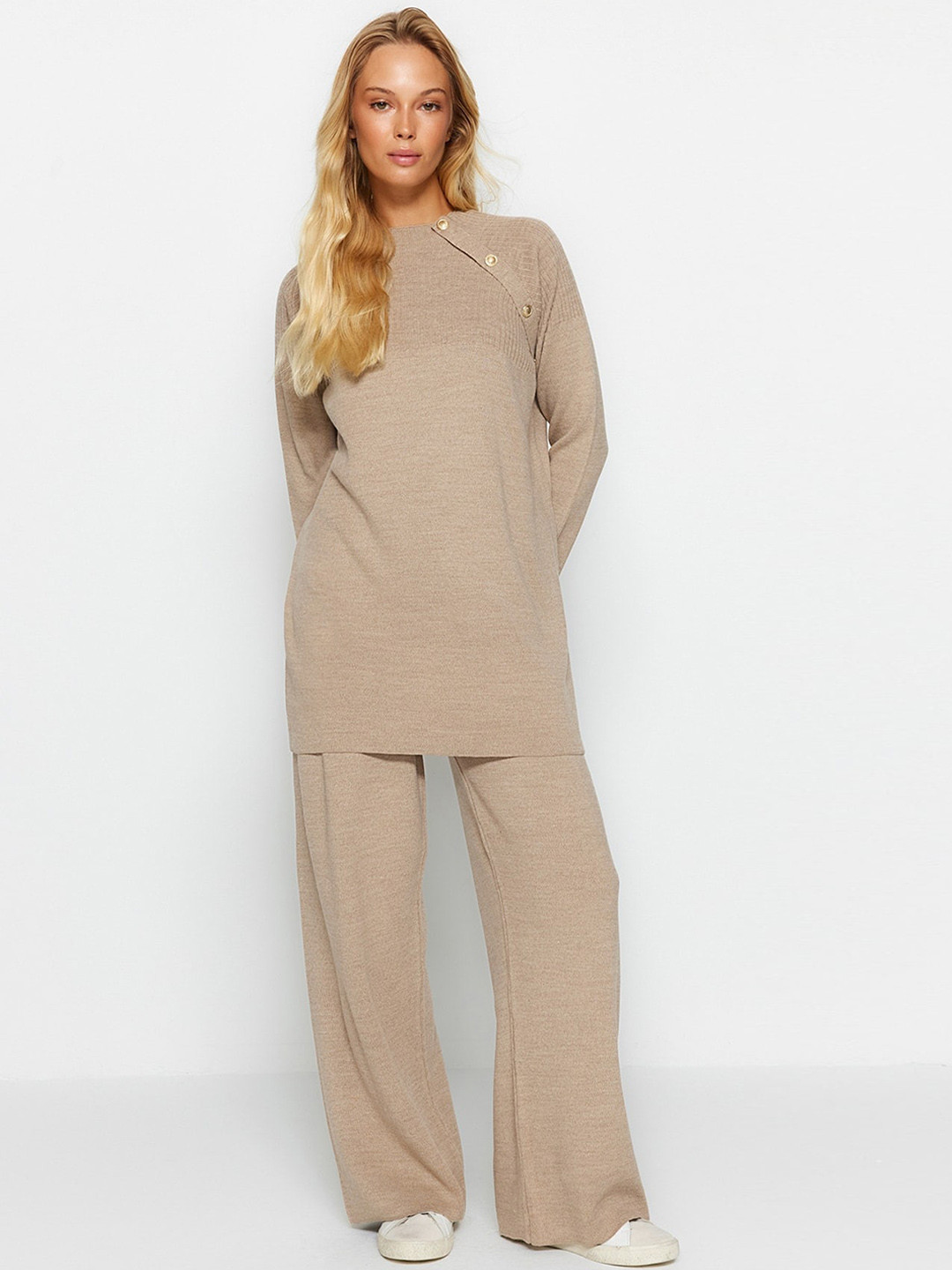 Trendyol Boat Neck Acrylic Tunic With Trousers