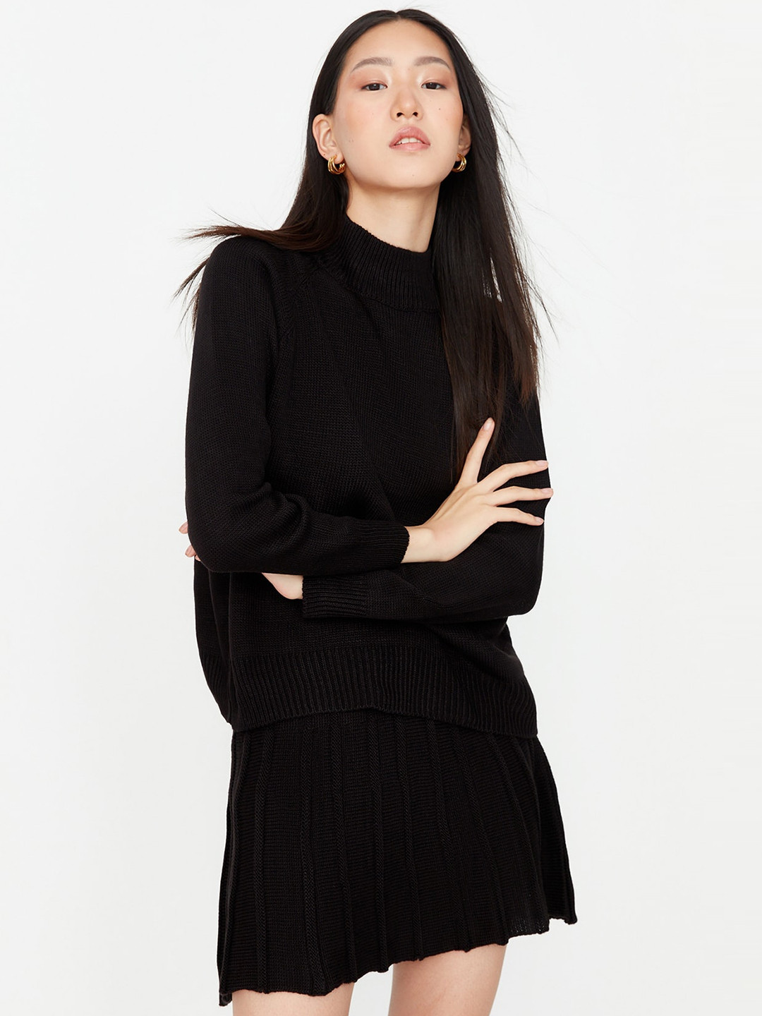 Trendyol Woven-Design High-Neck Sweatshirt With Skirt