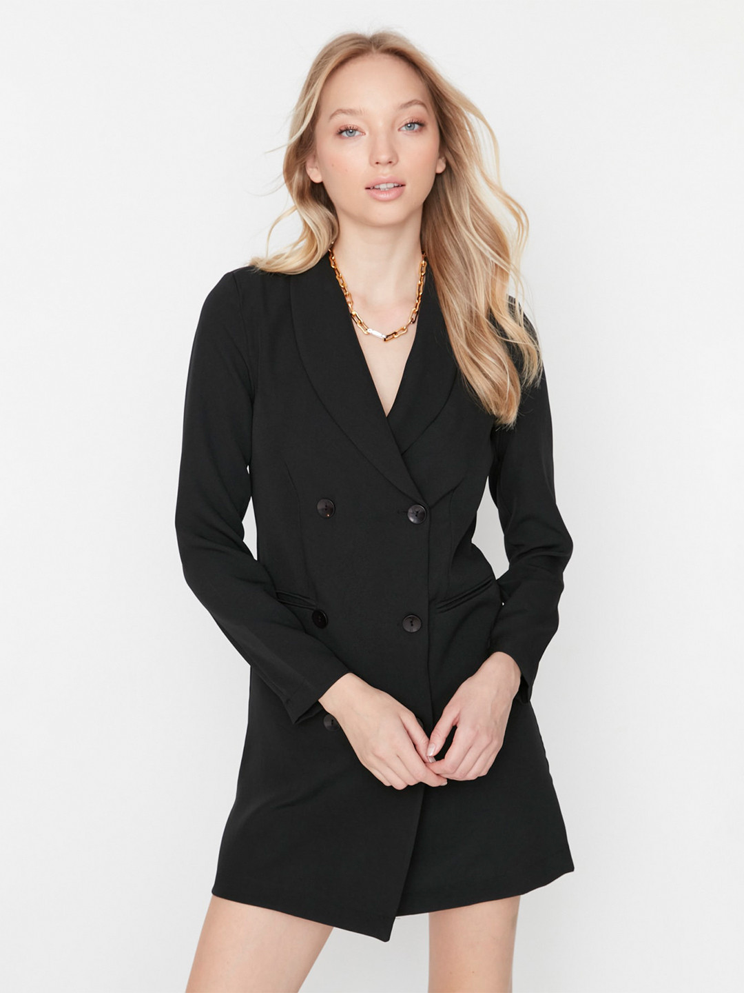 Trendyol Shawl Collar Double-Breasted Overcoat