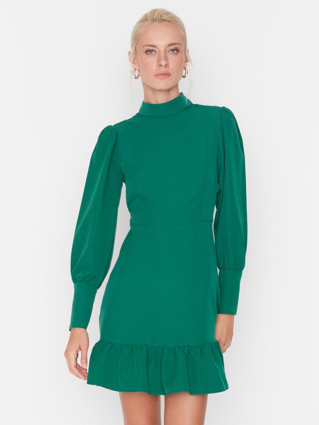 Trendyol High Neck Long Sleeves Fit & Flare Mini Dress