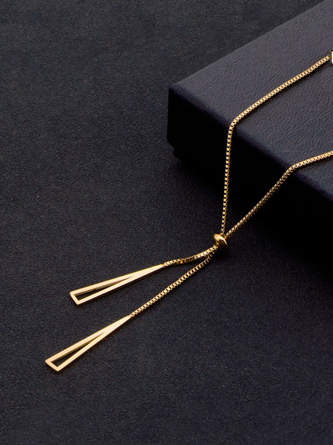 Jewels Galaxy Gold-plated Stainless Steel Geometric Tassel Pull-out Pendant With Chain