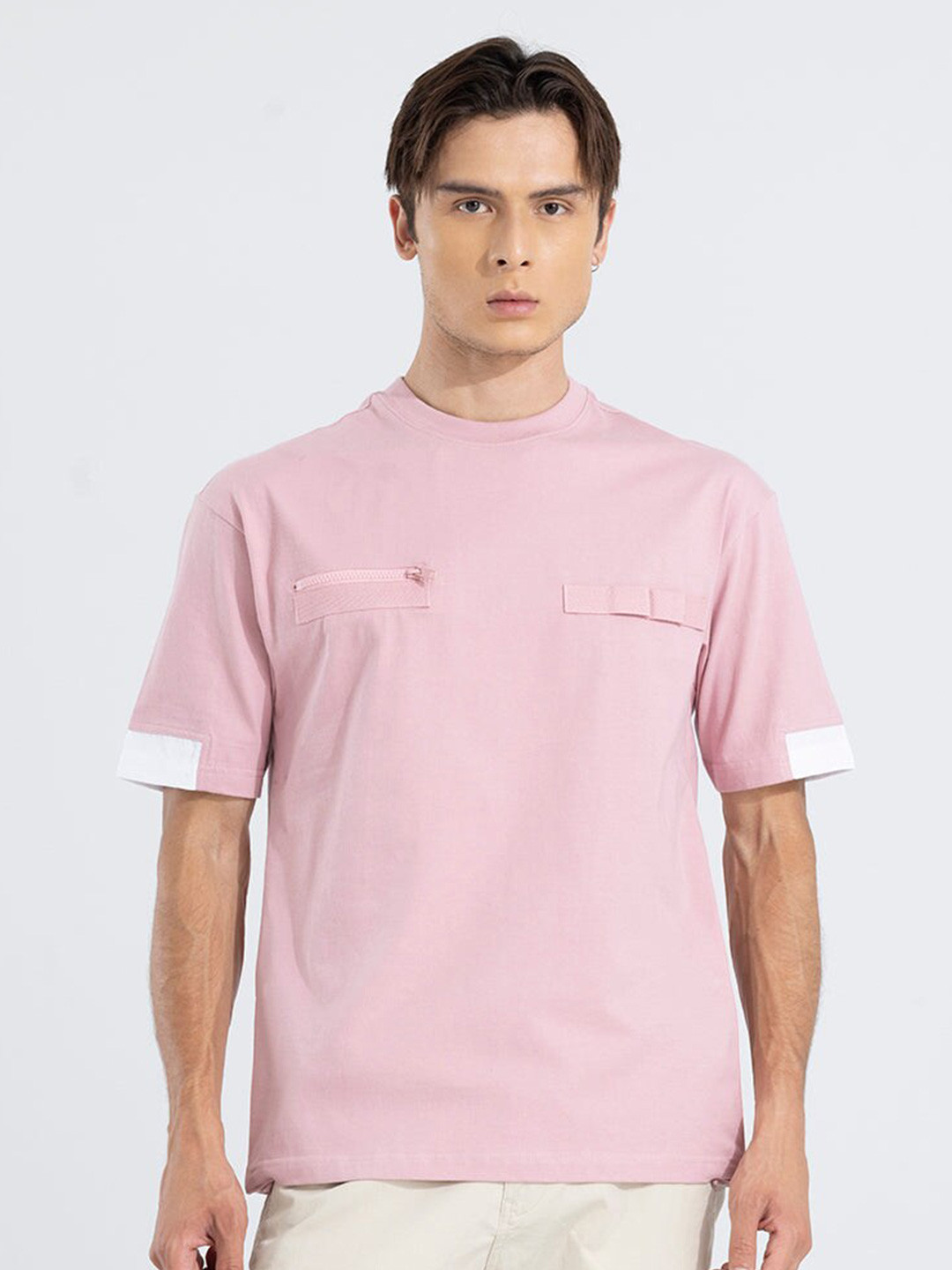 Snitch Pink Cotton Relaxed Fit T-shirt