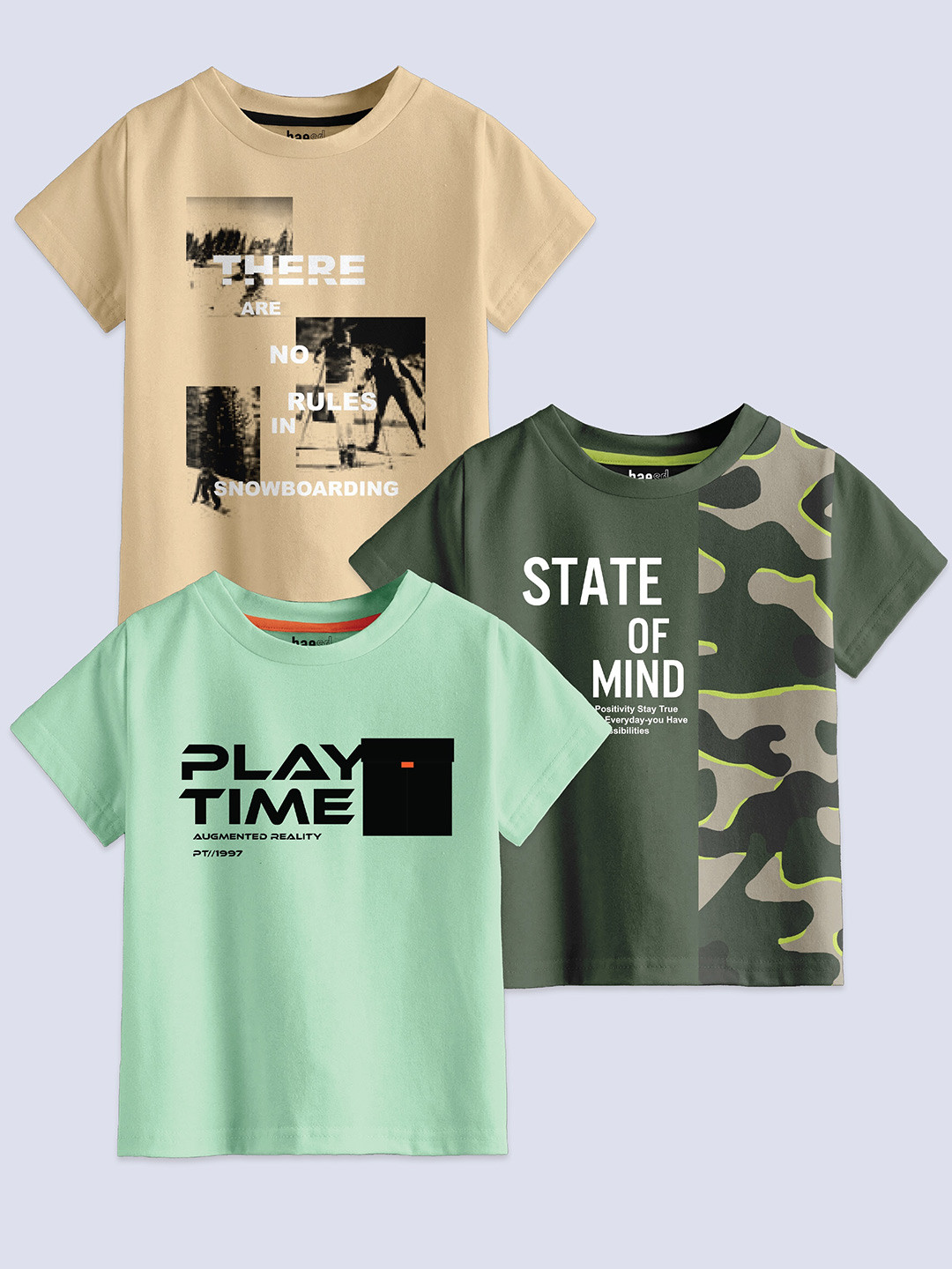 BAESD Boys Pack Of 3 Printed Cotton T-shirt