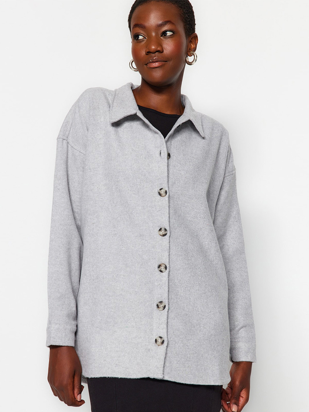 Trendyol Spread Collar Drop-Down Shoulder Sleeves Opaque Casual Shacket