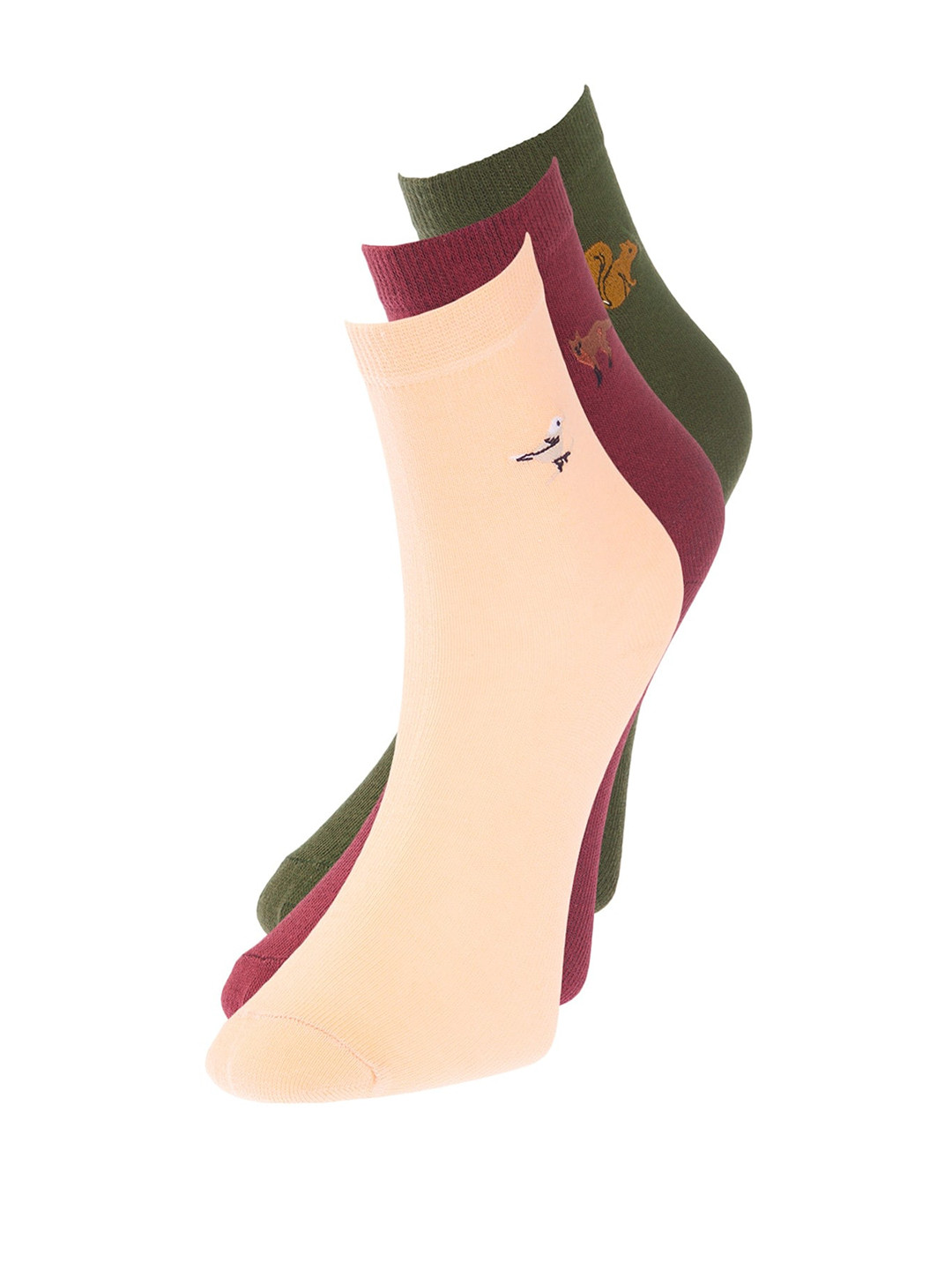 Trendyol Women Pack Of 3 Socks Patterned Pure Cotton Ankle-Length Socks