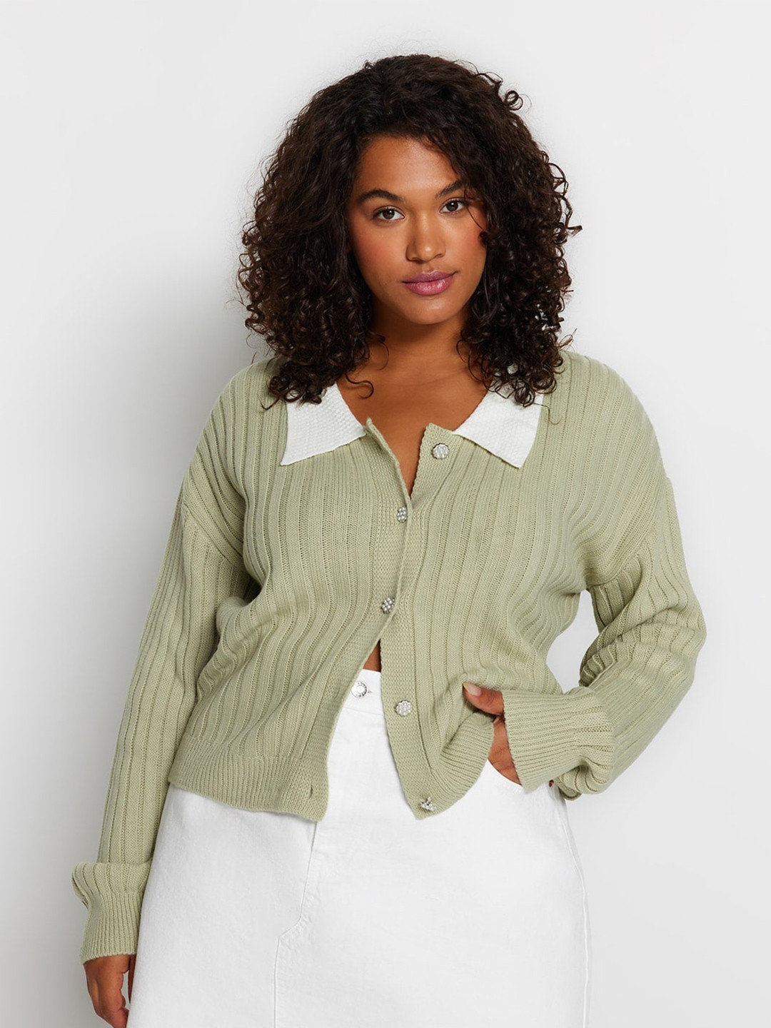 Trendyol Ribbed Crop Cardigan