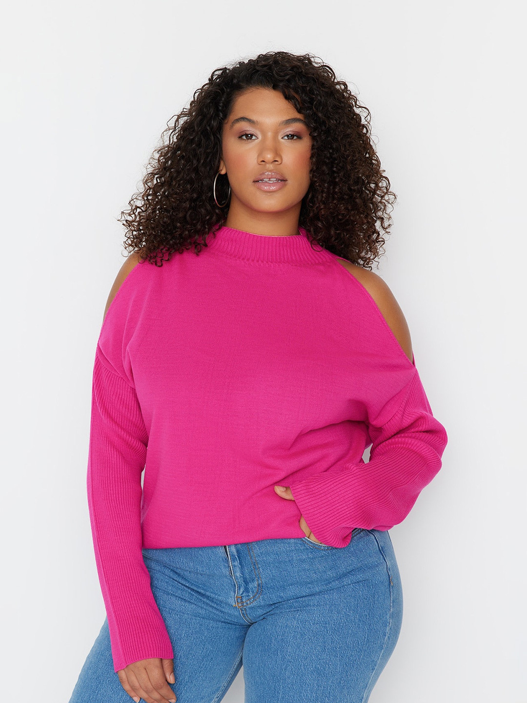 Trendyol Cold-Shoulder Sleeves Cardigan Acrylic Sweater