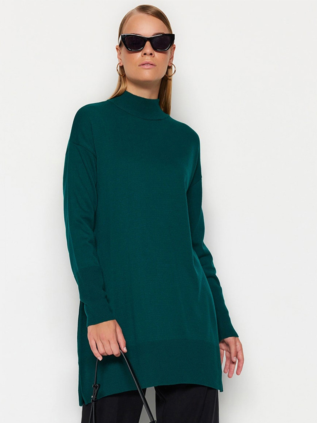 Trendyol High Neck Longline Sweater Vest