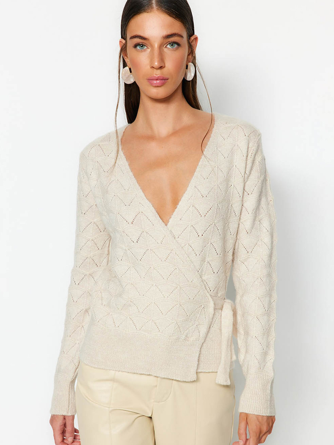 Trendyol Open Knit Front-Open Sweaters