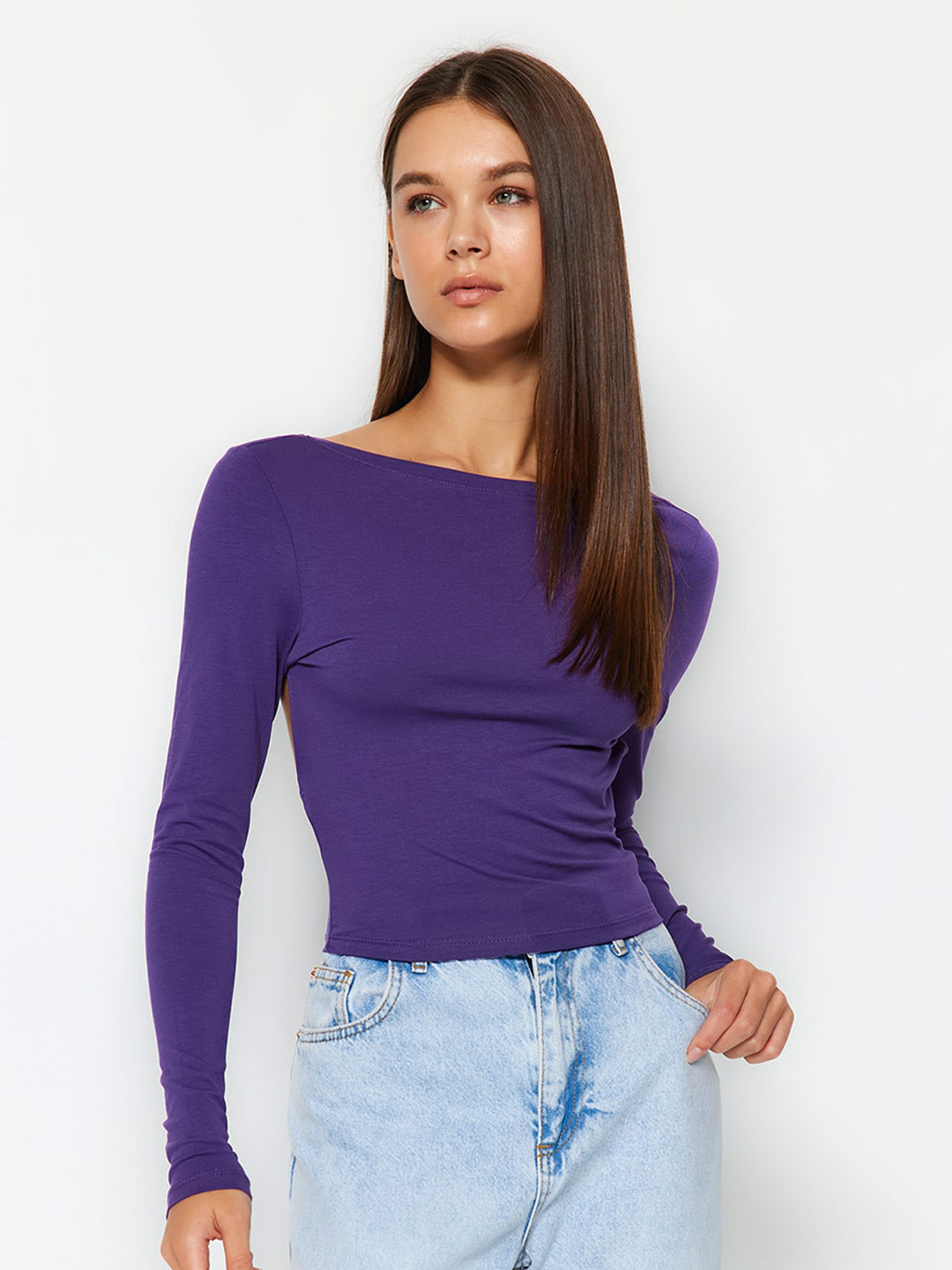 Trendyol Long Sleeve Styled Back Top
