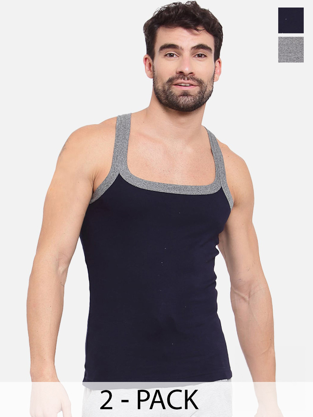 SPORTO Cotton Innerwear Vests SP-VE-702-GJ-NY-2P-S