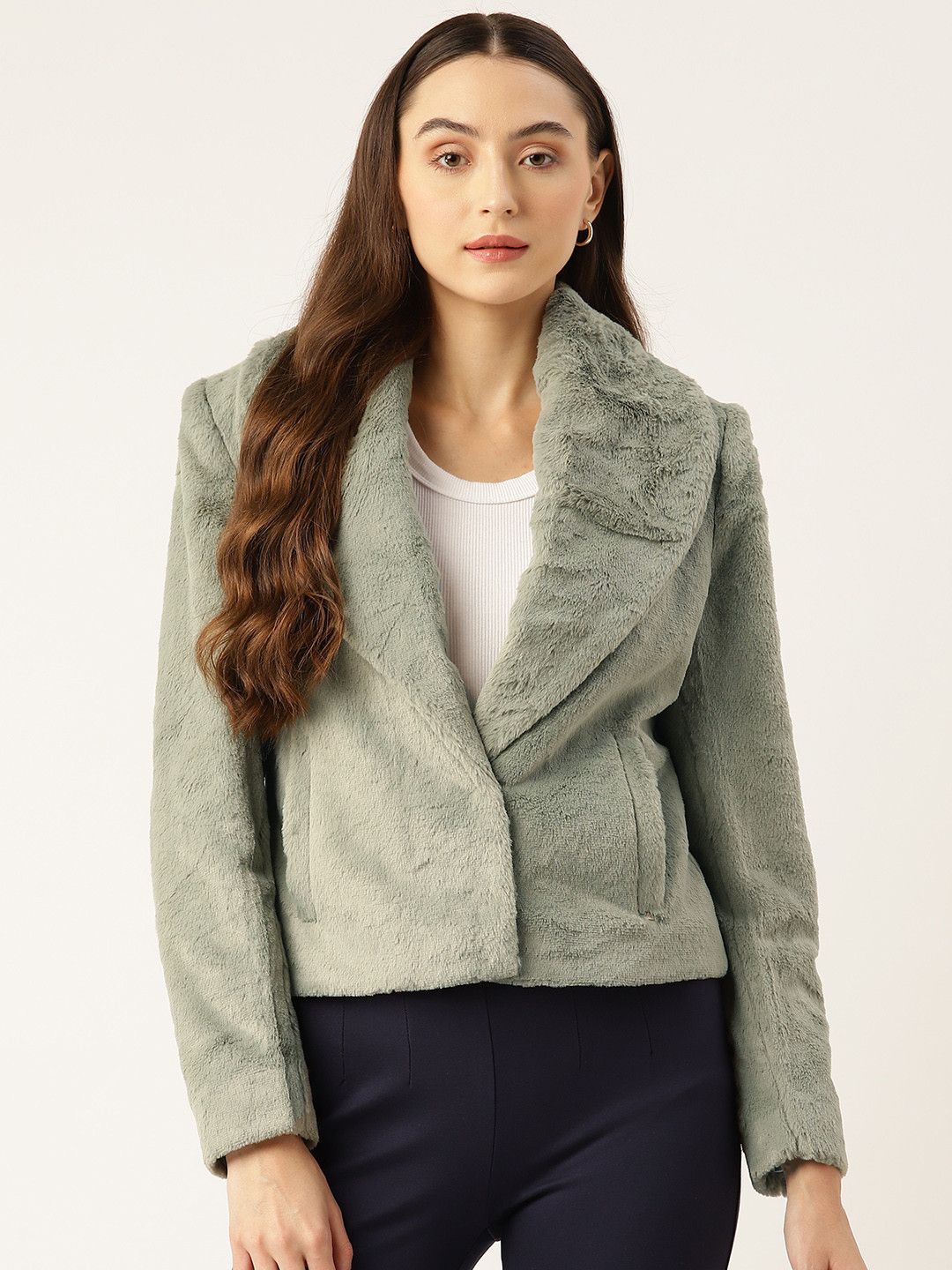 Okane Single Breasted Faux Fur Parka Coat