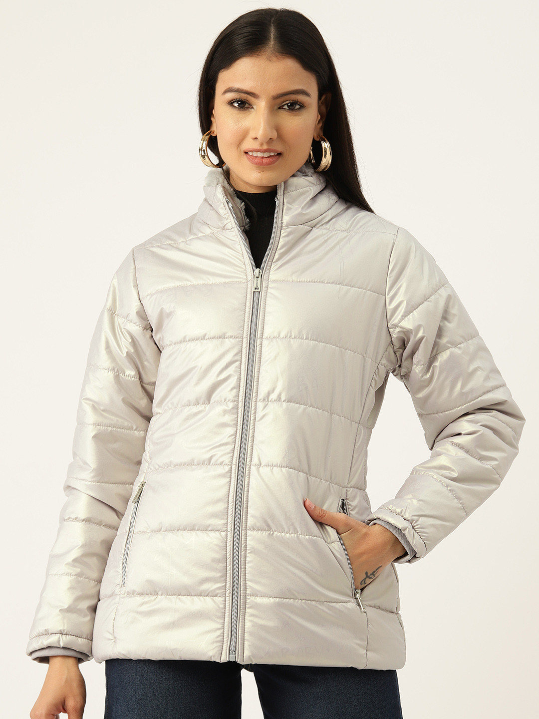 Okane Solid Faux Fur Detailed Padded Jacket