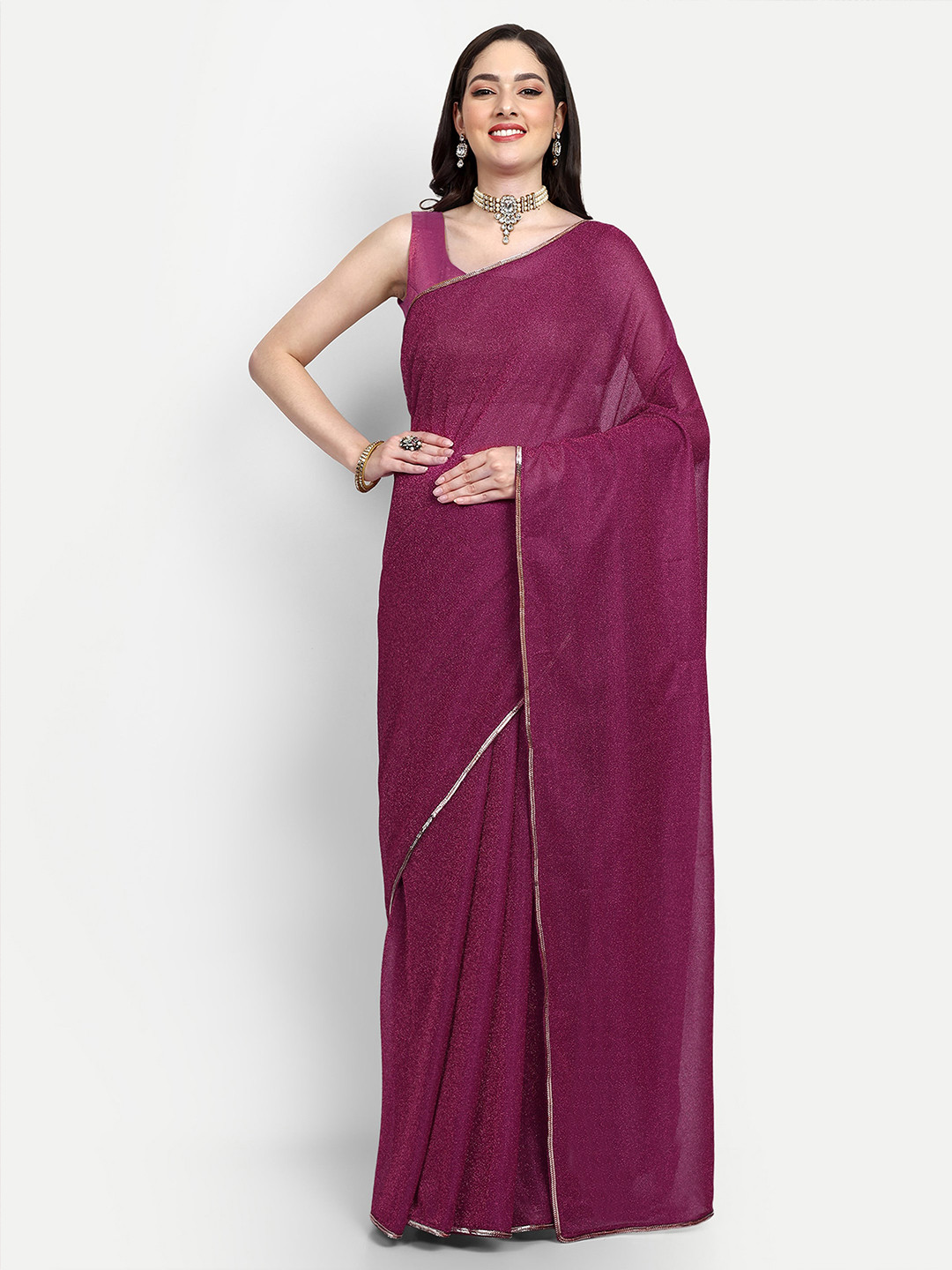 LTS Label Tripti Saxena Magenta Embellished Saree
