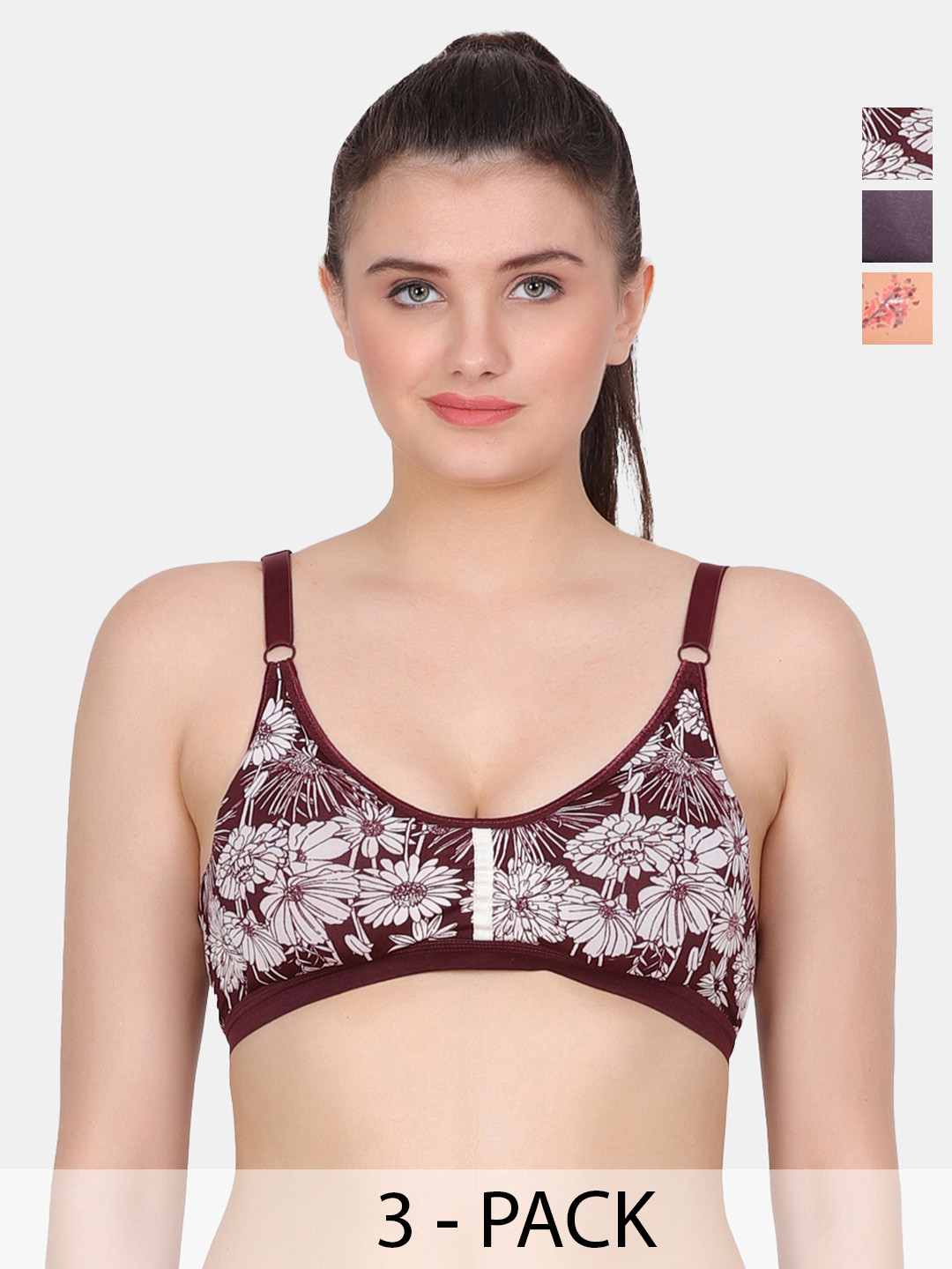 Amour Secret Purple & Gold-Toned Floral Bra Full Coverage Lightly Padded