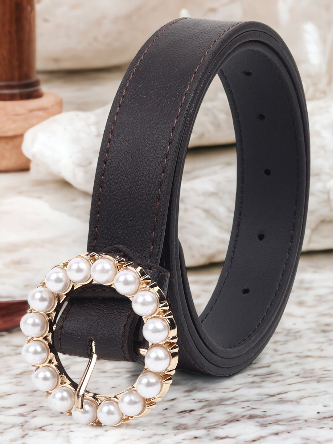 ZORO Women Textured  Vegan Leather Tang Closure Belt