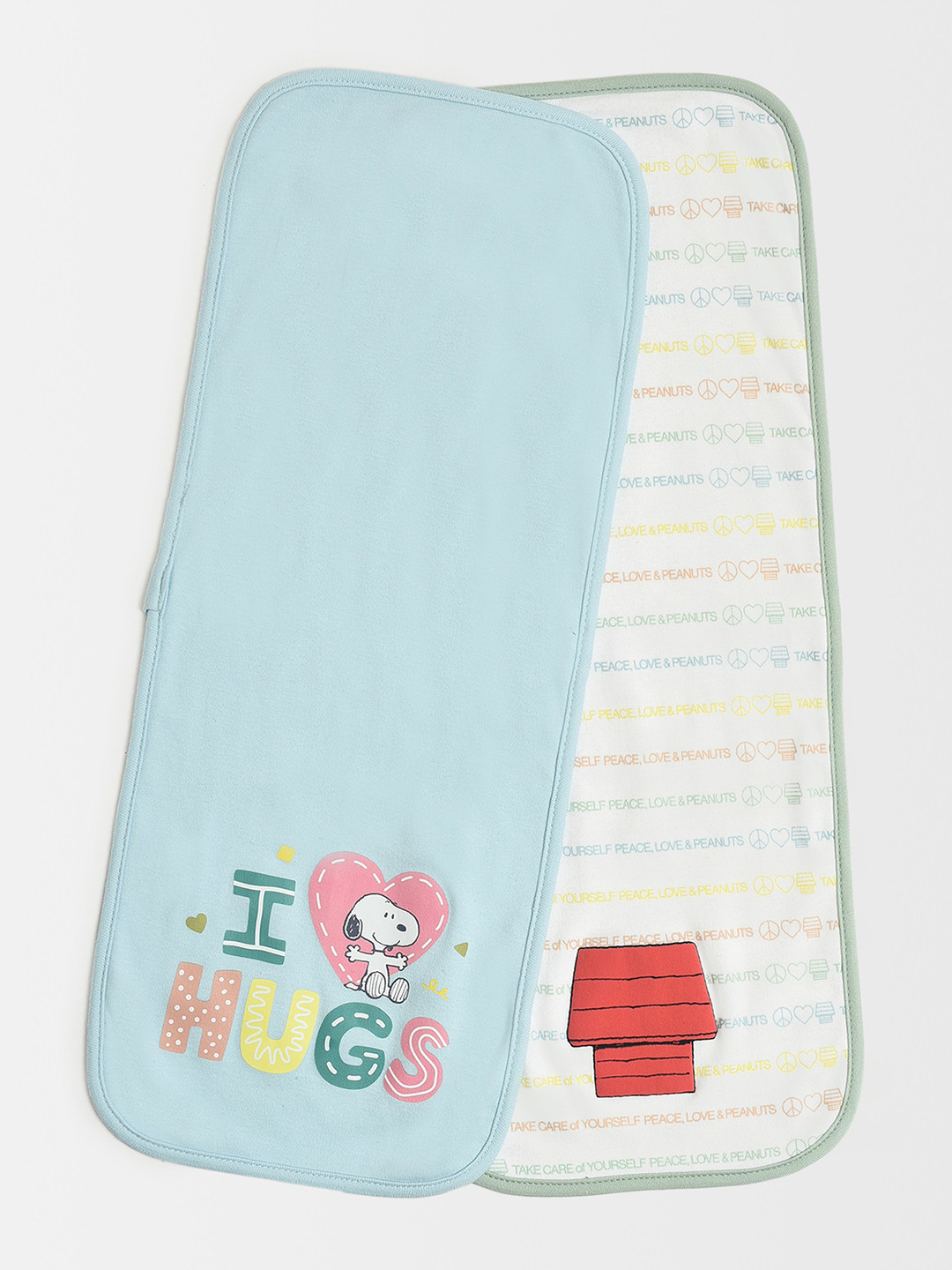 MiArcus Peanuts Snoopy Design 100% Cotton Reusable Super Absorbent Burp Cloths- Pk of 2