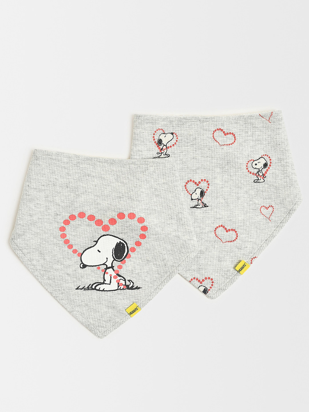 MiArcus 100% Cotton Peanuts Snoopy Beagle Dog Print Triangle Bib With Snap Button- Pk of 2