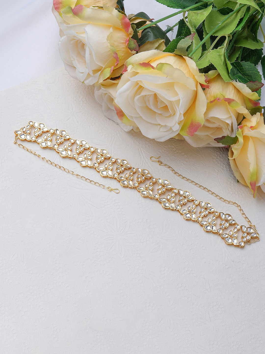 TEEJH Gold-Plated Kundan-Studded Sheeshphool